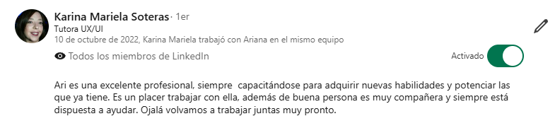 Comentario de Linkedin