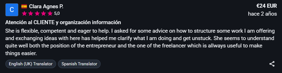Comentario de freelancer.com